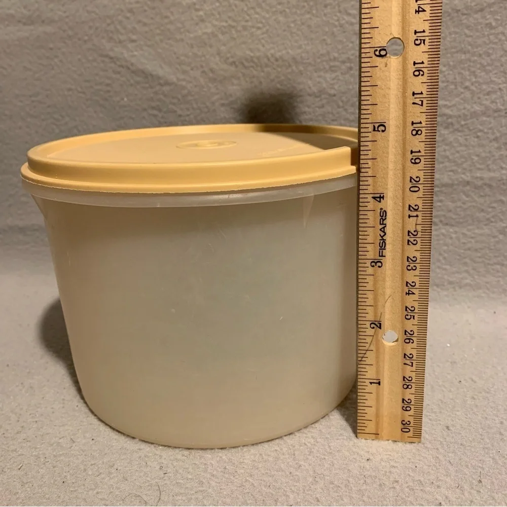 Vintage Beige Tupperware Round Storage Container Canister